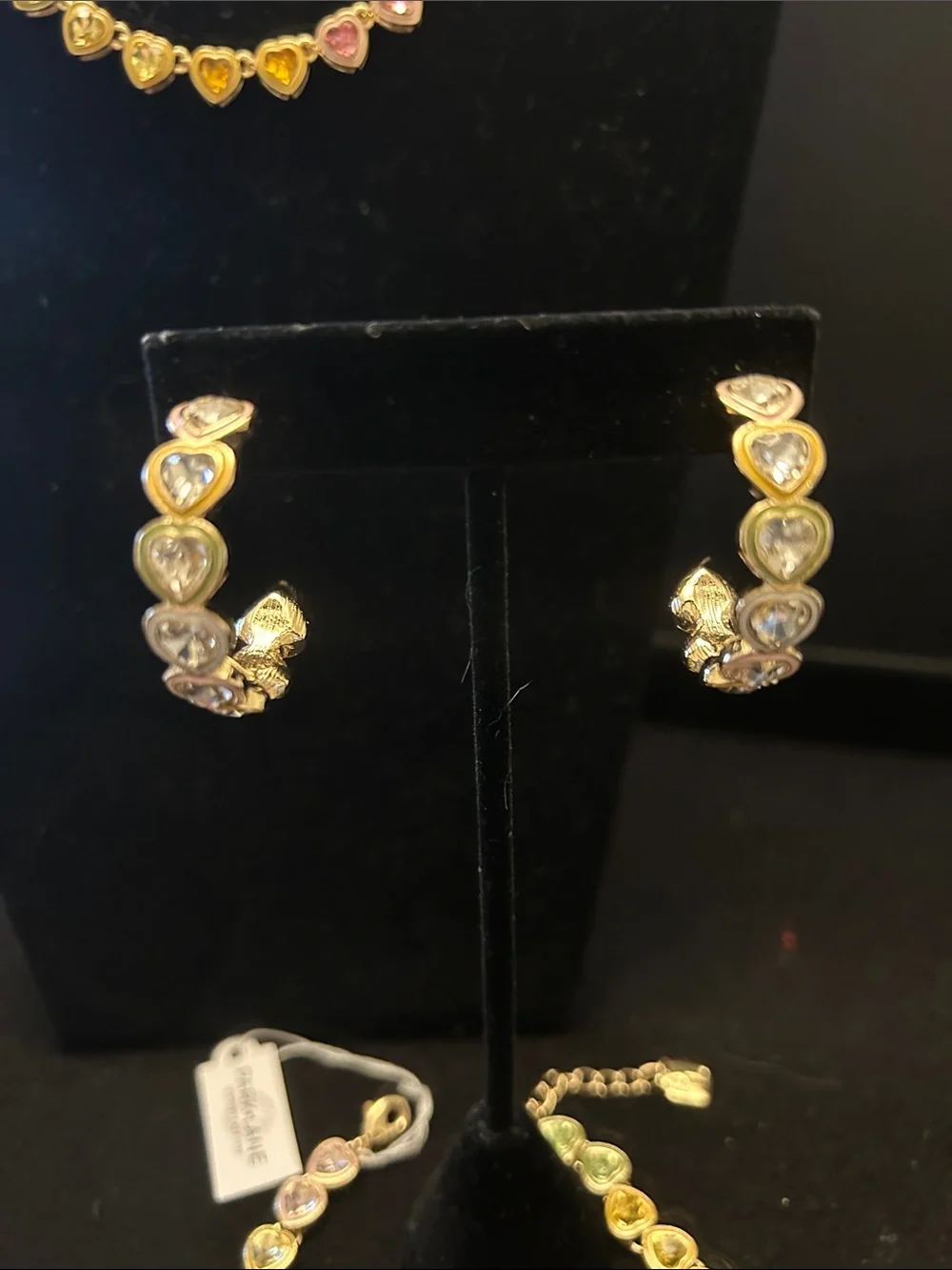 Park Lane Gold-Tone Multicolor Heart Necklace, Bracelet & Hoop Earrings